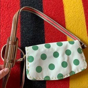 Anthropologie Holding Horses clutch wallet. Polka